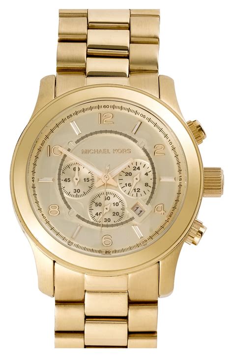 michael kors large gold runway watch|michael kors runway chronograph watch.